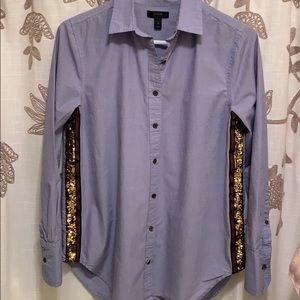 J. Crew sequin stripe button down shirt sz 4